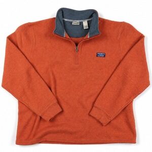 L.L. Bean Pullover Men's XXL Lakewashed Double Knit 1/4 Zip Casual Brick Orange‎